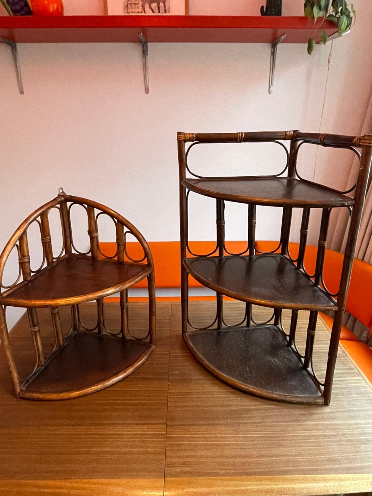 Vintage rotan wandrekjes, Huis en Inrichting, Woonaccessoires | Wandplanken en Boekenplanken, Ophalen, Gebruikt