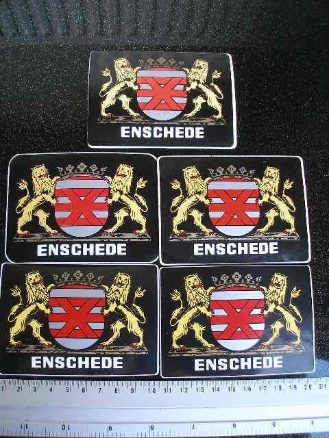 5x sticker gemeente plaats logo embleem wapen enschede, Verzenden, Zo goed als nieuw, Overige typen
