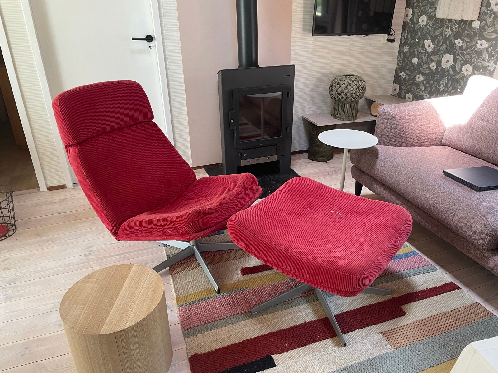 Ikea Klassieker Relax Fauteuil Rood Ribfluweel Wasbaar, Huis en Inrichting, Fauteuils, Ophalen, Gebruikt, 100 tot 125 cm, 75 tot 100 cm