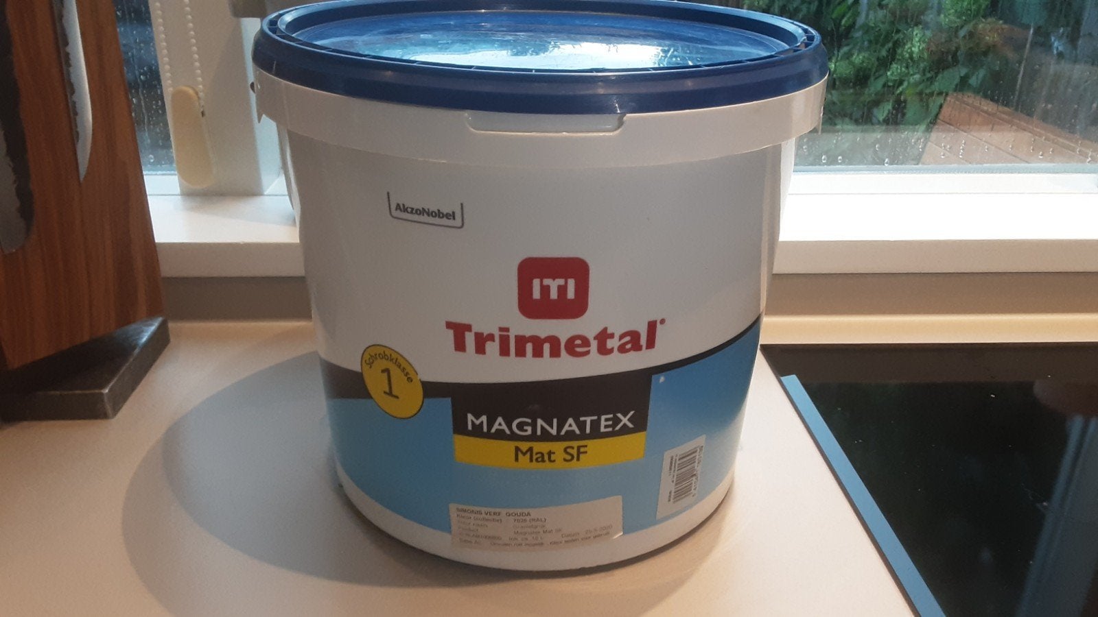 Muurverf Trimetal Ral 7026 10 liter, 5 tot 10 liter, Ophalen, Zo goed als nieuw, Grijs
