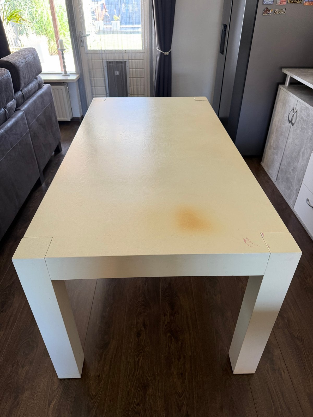 Witte eettafel - 180 cm bij 90 cm -Ruim en functioneel -, Ophalen, Gebruikt, 50 tot 100 cm, 150 tot 200 cm