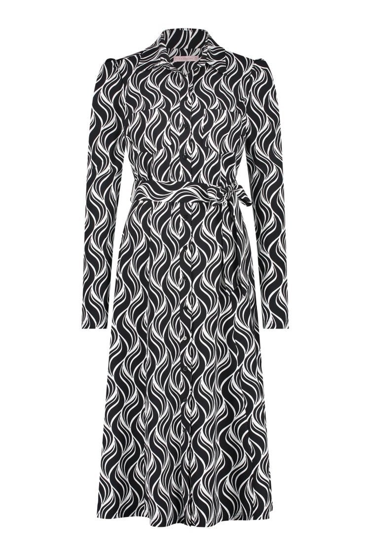 Studio anneloes inda flame maxi jurk L zwart/wit travelstof, Zwart, Maat 42/44 (L), Ophalen of Verzenden, Zo goed als nieuw