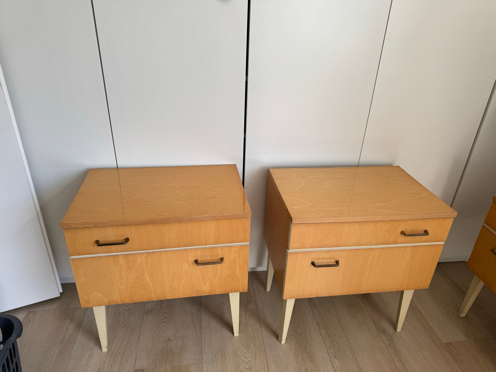 Jaren '60 Nachtkastjes en Dressoir - Vintage Set, Gebruikt, 65 cm of meer, Hout, 55 tot 70 cm