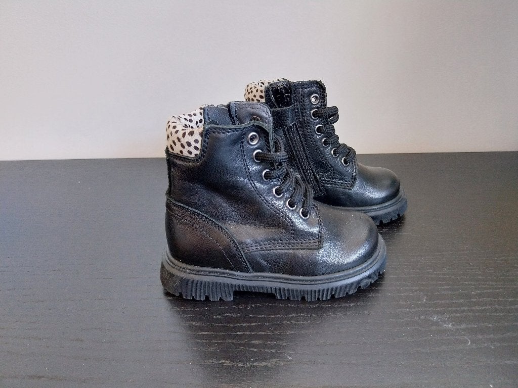 Bootie Pinocchio zwart met klein panterprintje maat 20 NIEUW, Pinocchio, SO, Meisje, Schoenen