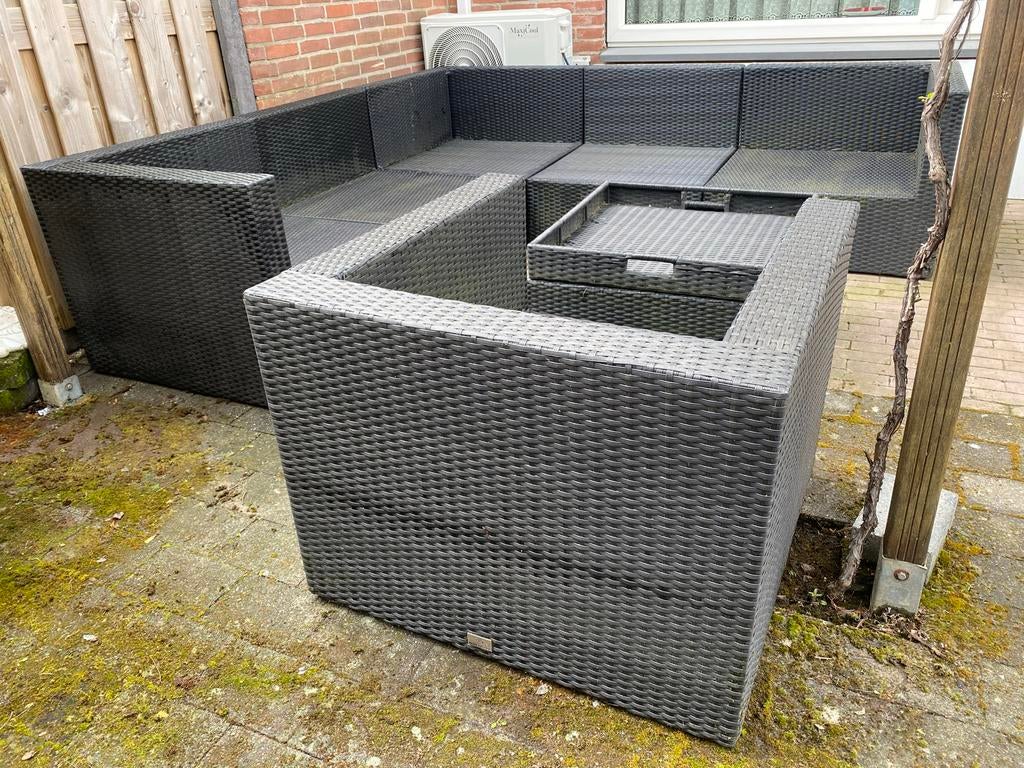 Bois Le Duc Wicker Loungeset - Zwart, 6 zitplaatsen, Ophalen of Verzenden, Gebruikt, Fontein