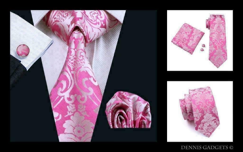 Dennis Gadgets: 100 % zijden stropdas ( 3 delig !! ) DG 0767, Kleding | Heren, Ophalen of Verzenden, Nieuw, Roze, Met patroon