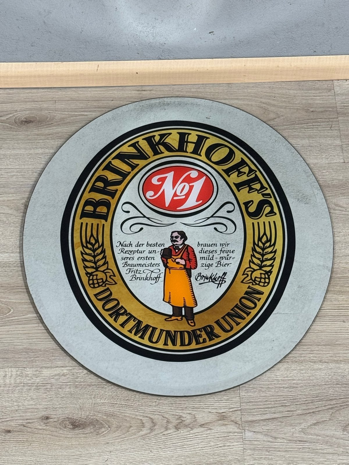 Vintage Brinkhoff's No. 1 Dortmund Union spiegel h59 b49 d1, Antiek en Kunst, Antiek | Spiegels, Ophalen, Ovaal, 50 tot 100 cm