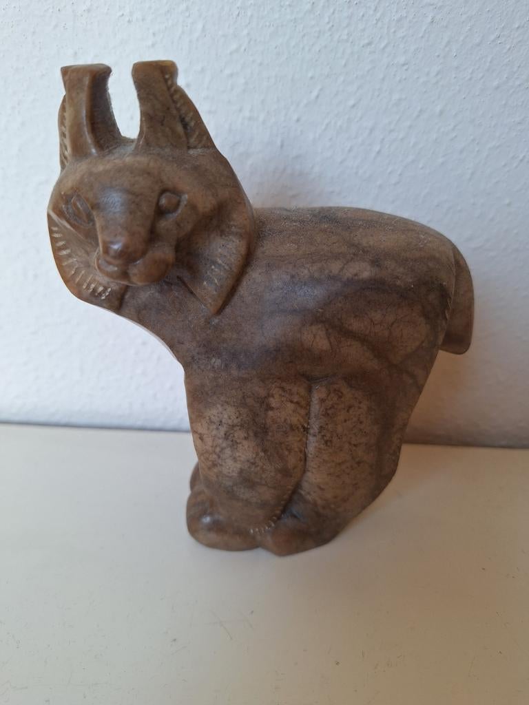 Unieke handgemaakte stenen lynx sculptuur, Verzamelen, Ophalen of Verzenden