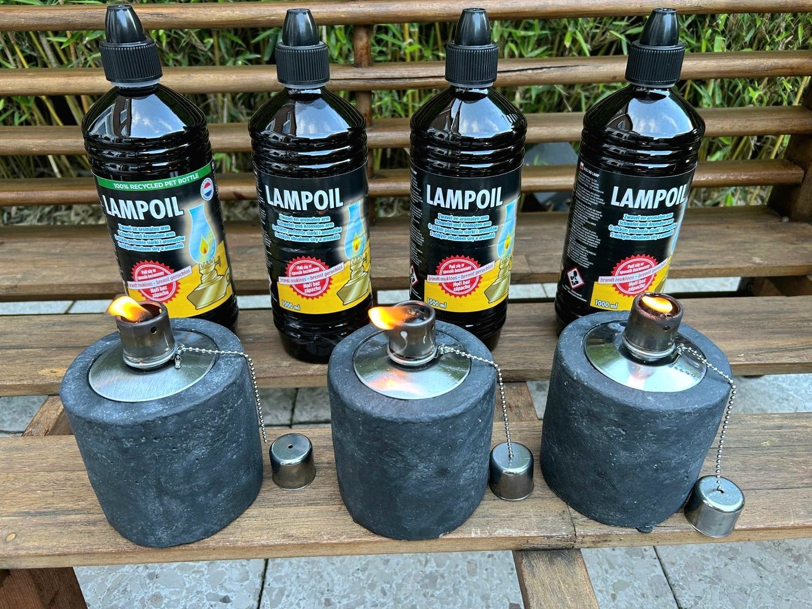 Olie lampjes met lampolie - Set van 3, Ophalen of Verzenden, Zo goed als nieuw