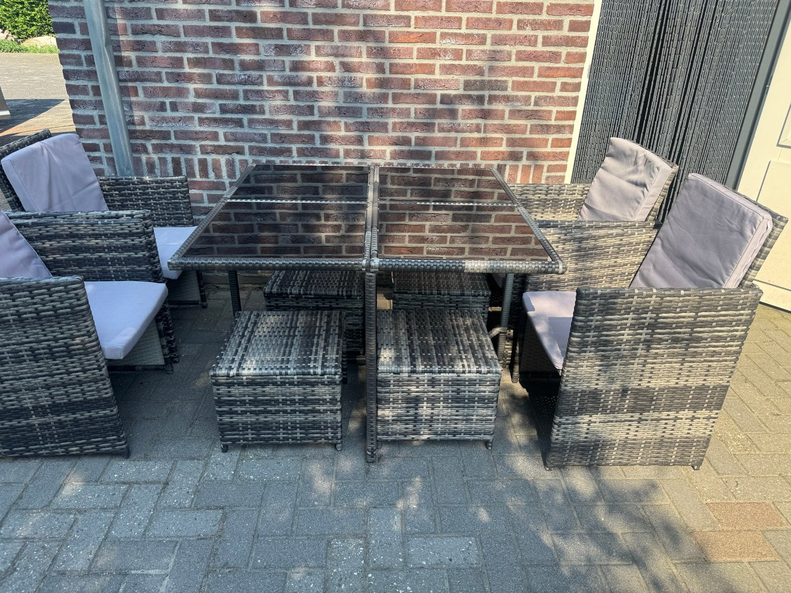 Wicker tuinset Manhattan - 8 persoons, Ophalen, Meer dan 8 zitplaatsen, Zo goed als nieuw, Tuinset