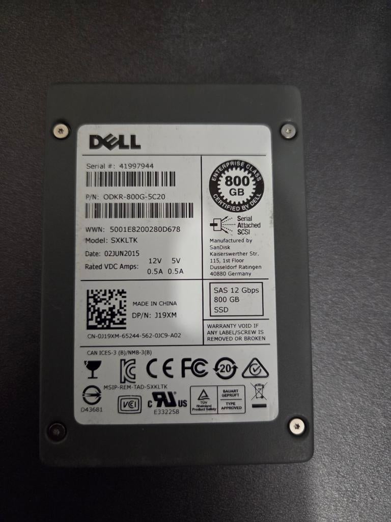 Dell SAS SSD's 800GB, Intern, Gebruikt, SAS, Server