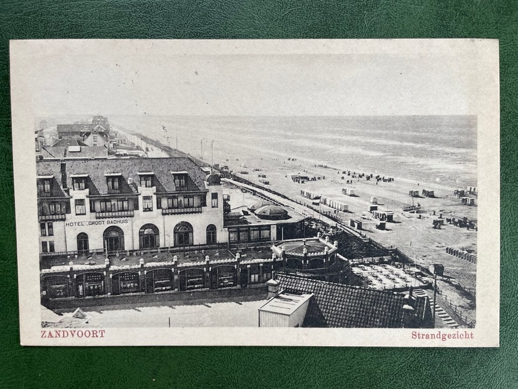 ansichtkaart v Zandvoort, Strandgezicht, Hotel Groot Badhuis, Verzenden, 1920 tot 1940, Noord-Holland