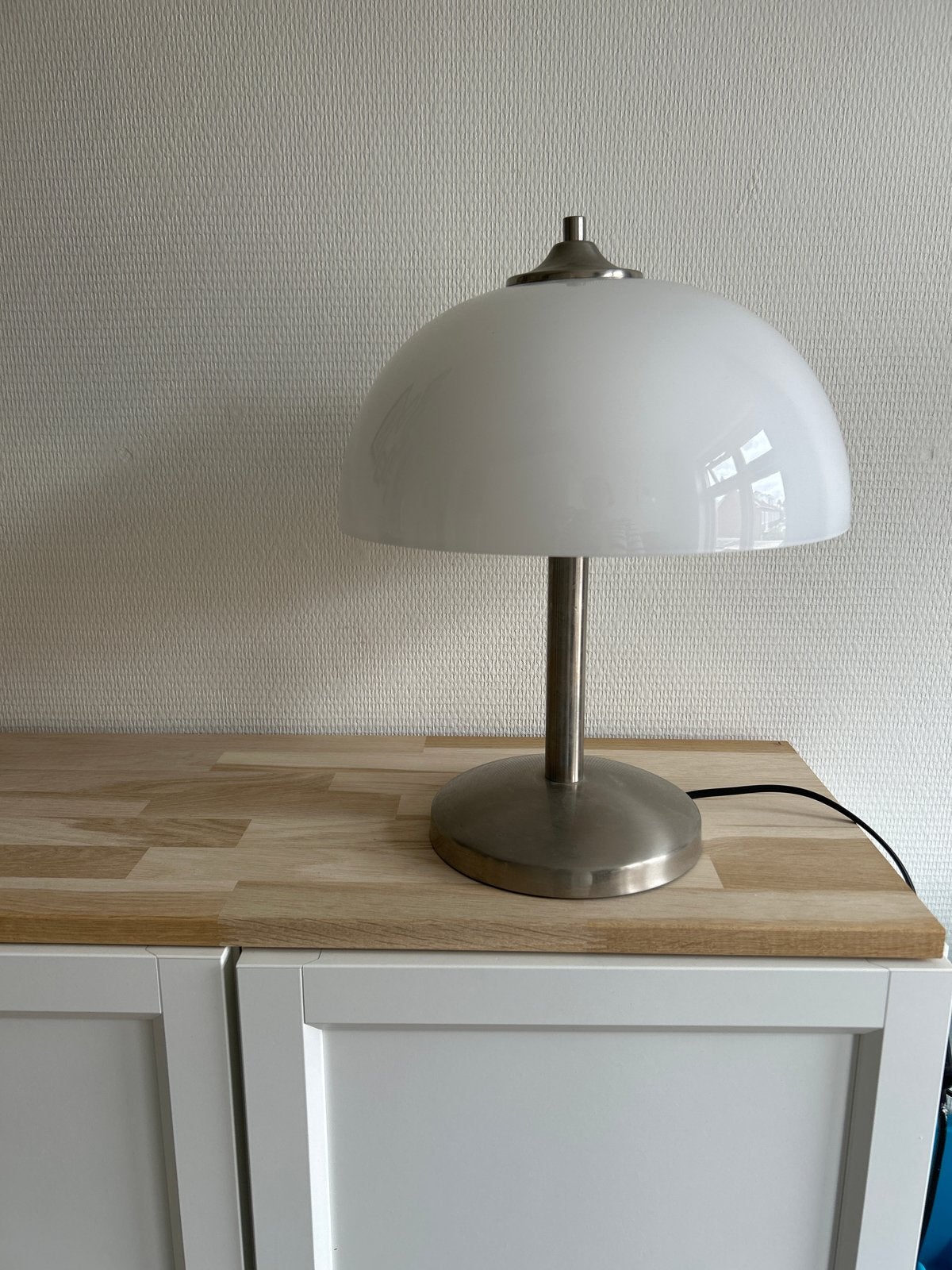 Gispen giso lamp met glazen kap en metalen voet, Ophalen, Gebruikt, Wit, Glas