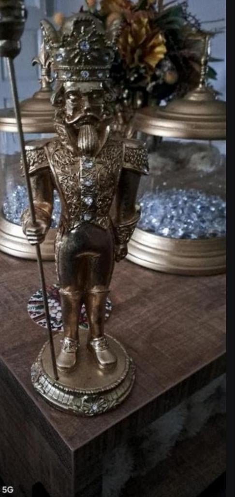 Gouden Notenkraker Decoratie - Koning met Scepter, Antiek en Kunst, Ophalen of Verzenden