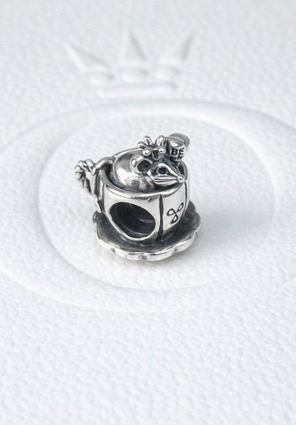 ZELDZAAM Pandora muis in het kopje zgan RETIRED, Ophalen, Zo goed als nieuw, Zilver, Pandora