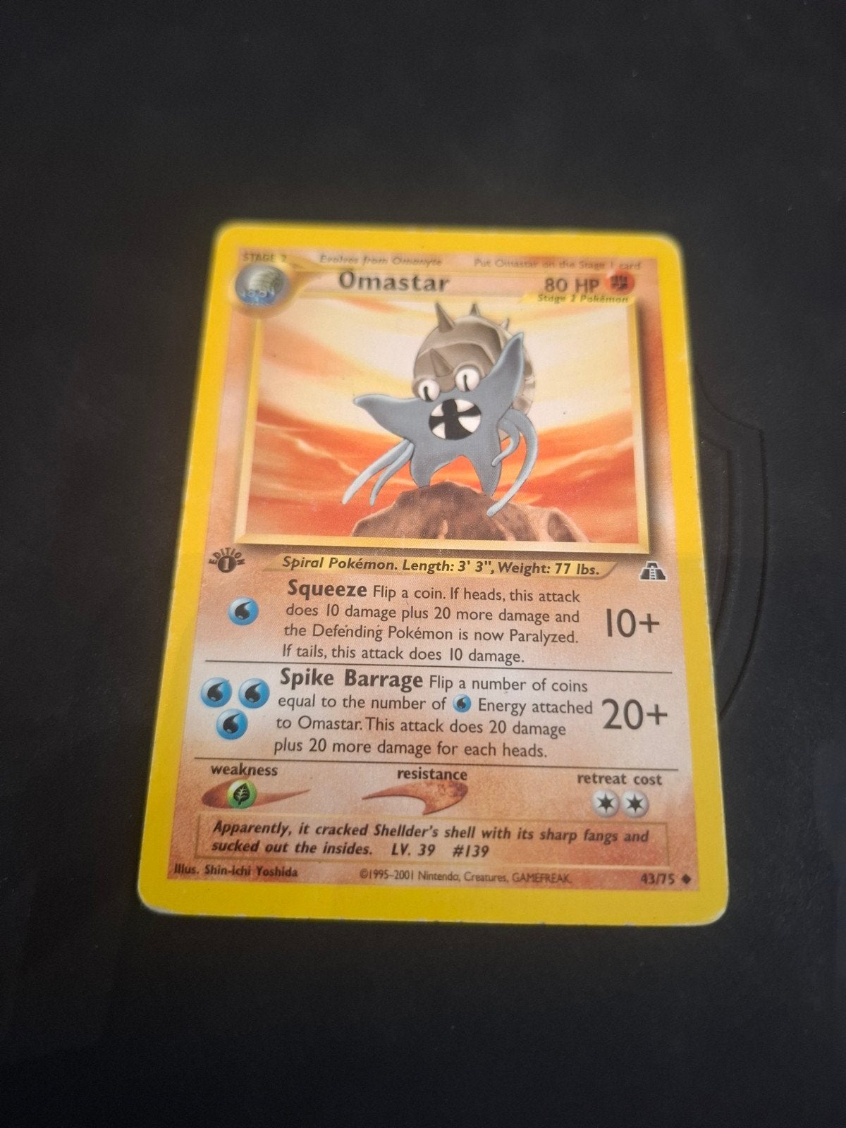 Omastar Pokémon Kaart 43/75 - Neo Discovery (Gebruikt), Ophalen of Verzenden, Gebruikt, Losse kaart