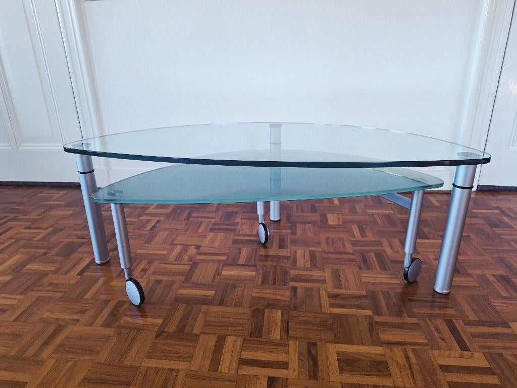 salontafel, Huis en Inrichting, Tafels | Salontafels, Ophalen, Gebruikt, Glas, 100 tot 150 cm