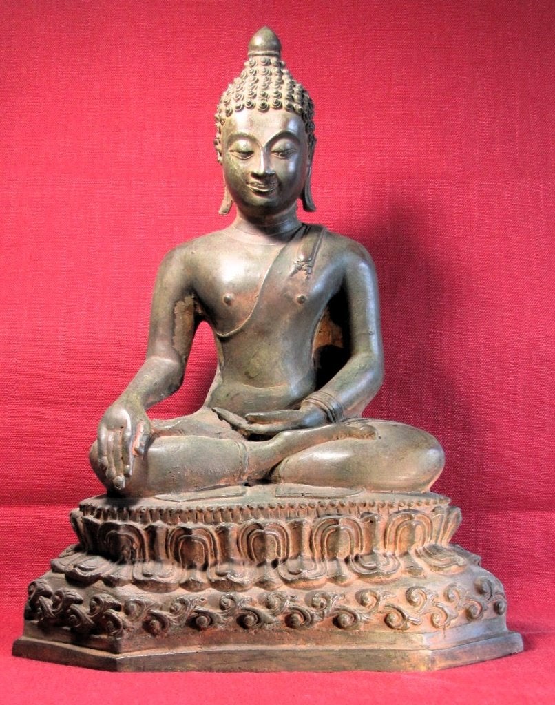 Grote Bronzen BOEDDHA, 40 cm, Ophalen of Verzenden, Meerkleurig, Handgemaakt