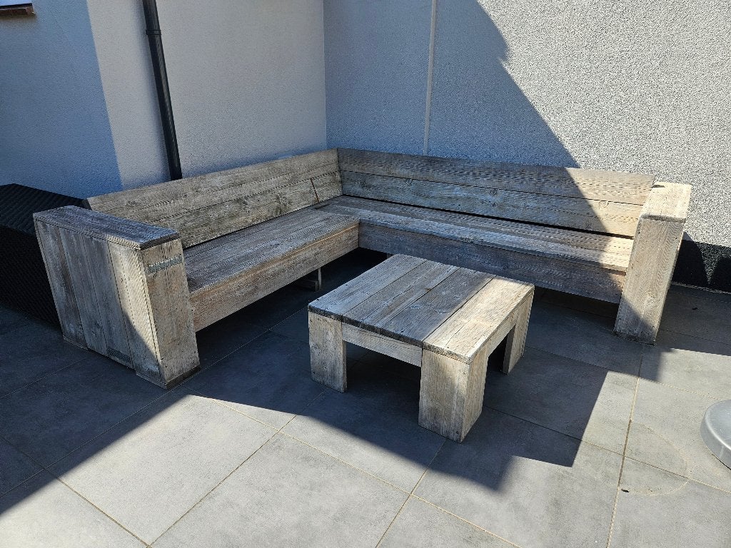 Steigerhout tuinmeubel, Ophalen, Gebruikt, Steigerhout, Tuinset