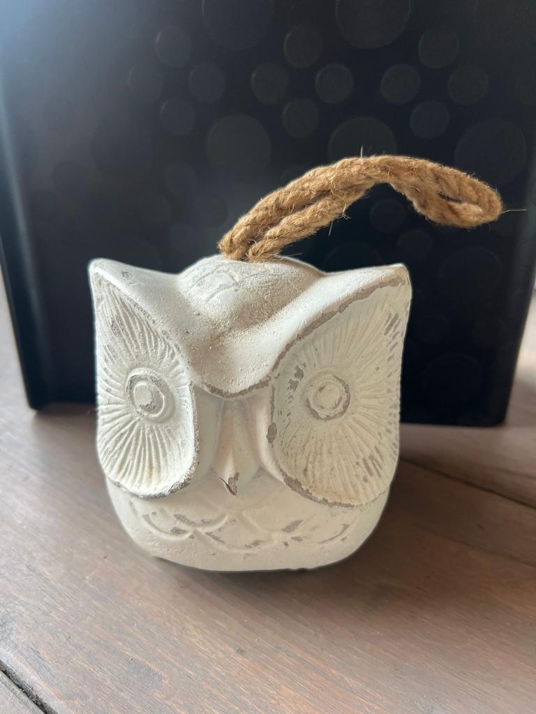 Uil stenen deurstopper landelijk shabby chic wit, Verzenden, Zo goed als nieuw, Binnen