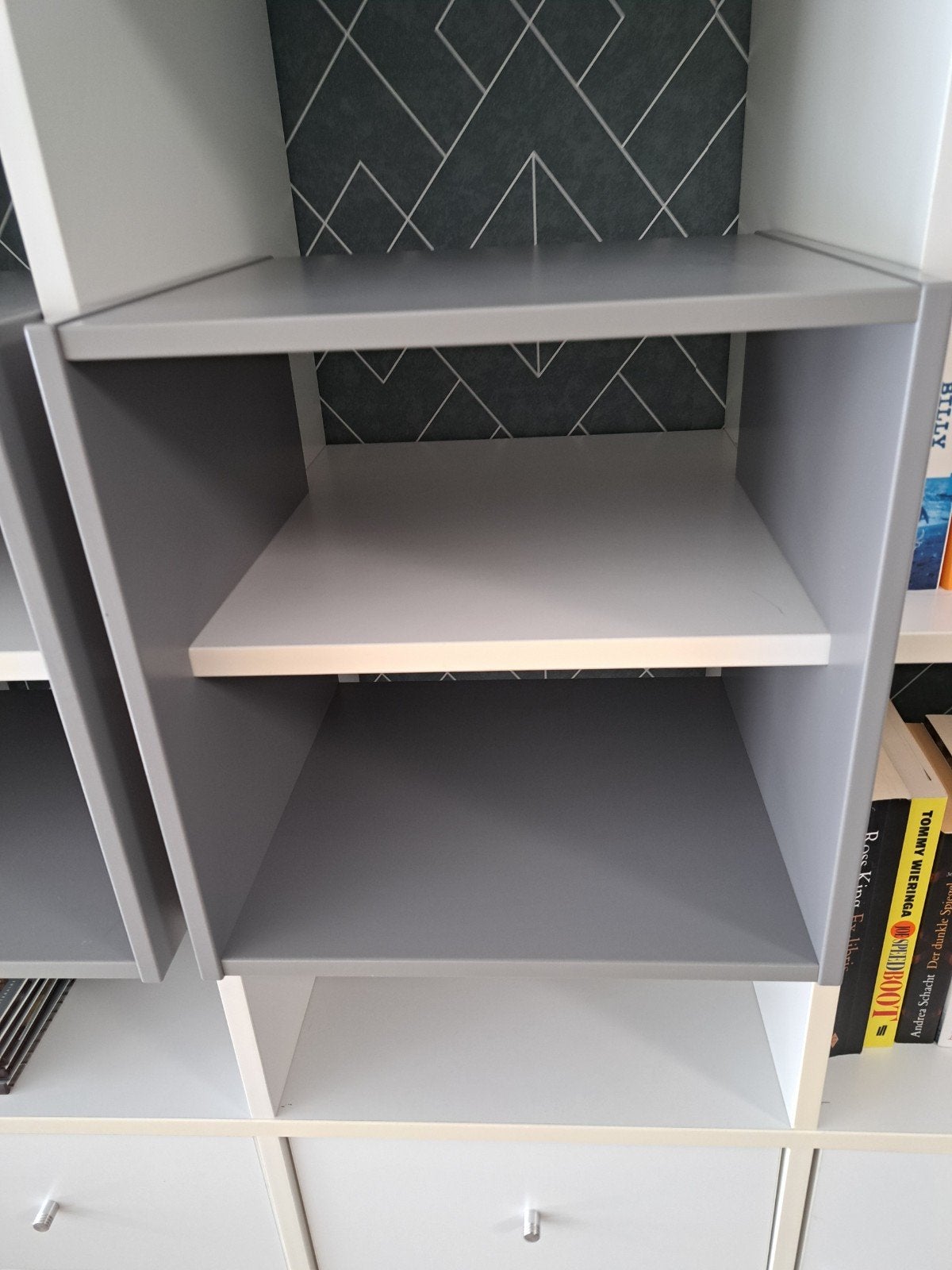 2 grijze ikea kallax kast inzetstukken, Ophalen of Verzenden, Gebruikt