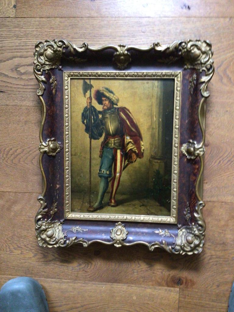 Oud schilderij met ridder, Antiek en Kunst, Kunst | Schilderijen | Klassiek, Ophalen of Verzenden