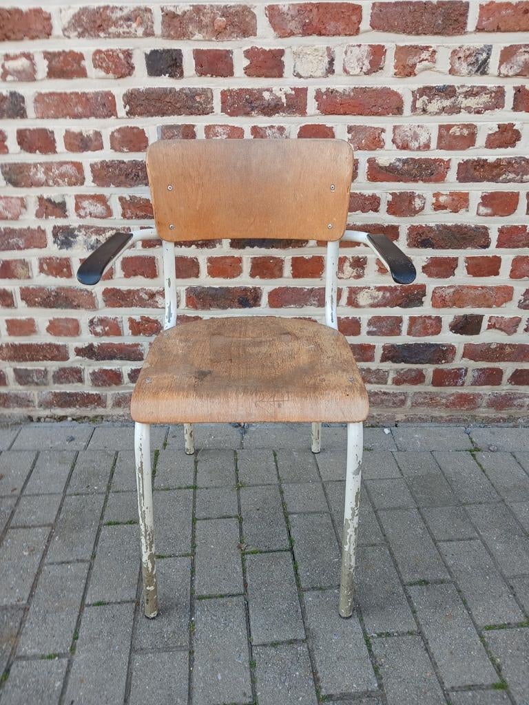 Vintage schoolstoel Tubax, Ophalen, Metaal, Eén