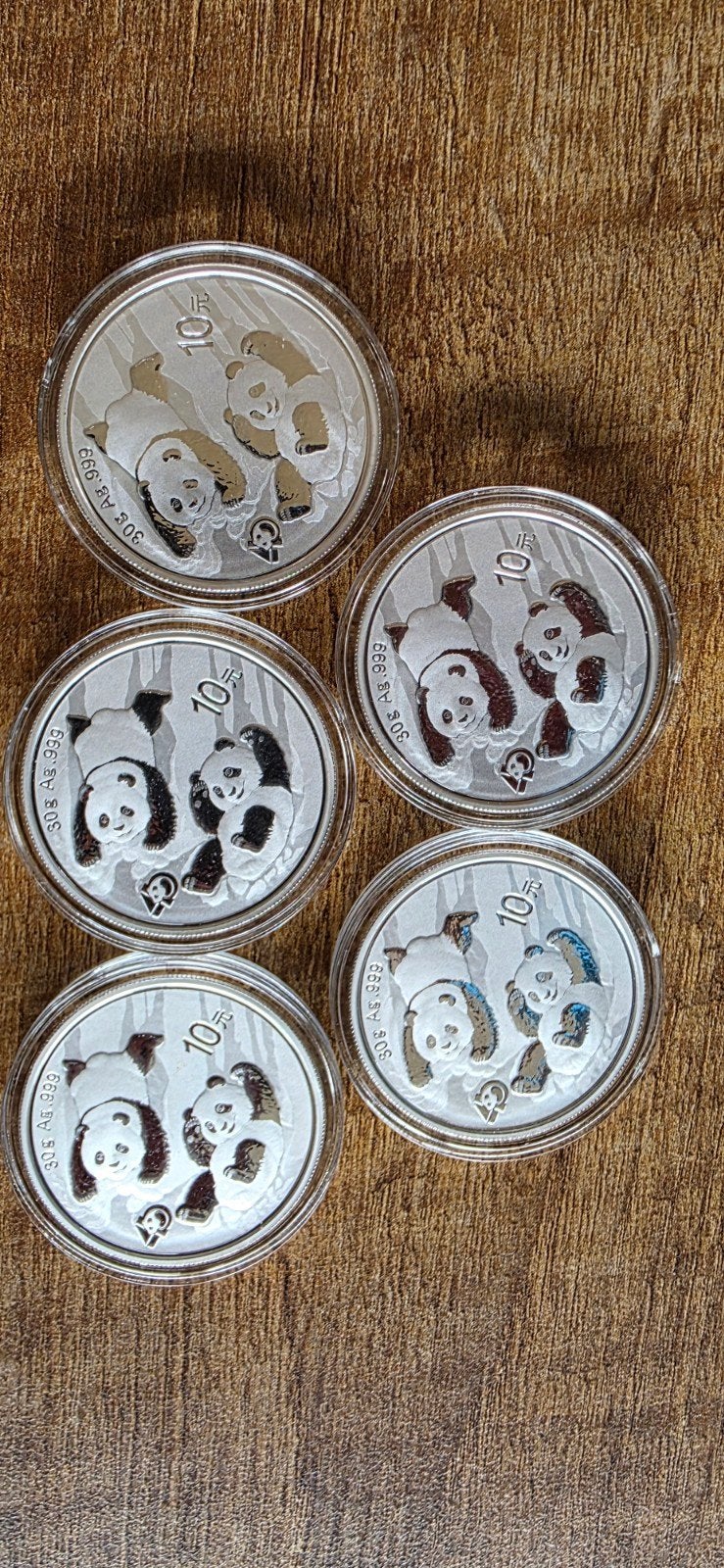 Set van 5 zilveren Panda munten 2022 - 30g Ag .999, Postzegels en Munten, Munten | Azië, Ophalen of Verzenden, Oost-Azië, Setje