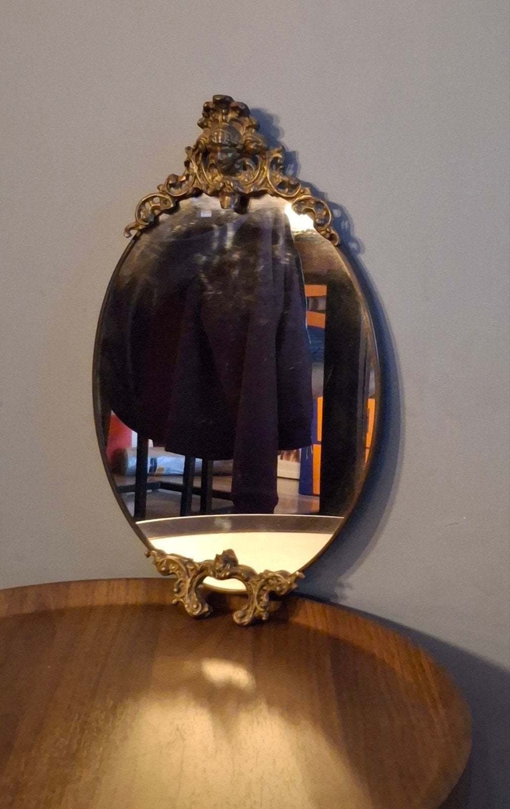 brocante spiegel, Ophalen of Verzenden, Ovaal, Minder dan 50 cm, Minder dan 100 cm