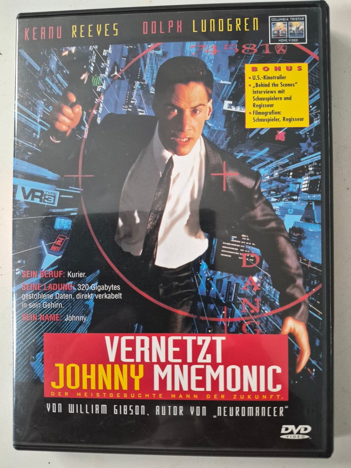 Johnny Mnemonic DVD - Keanu Reeves Sci-Fi Klassieker, Ophalen of Verzenden, Gebruikt, Duits, Inclusief doosje