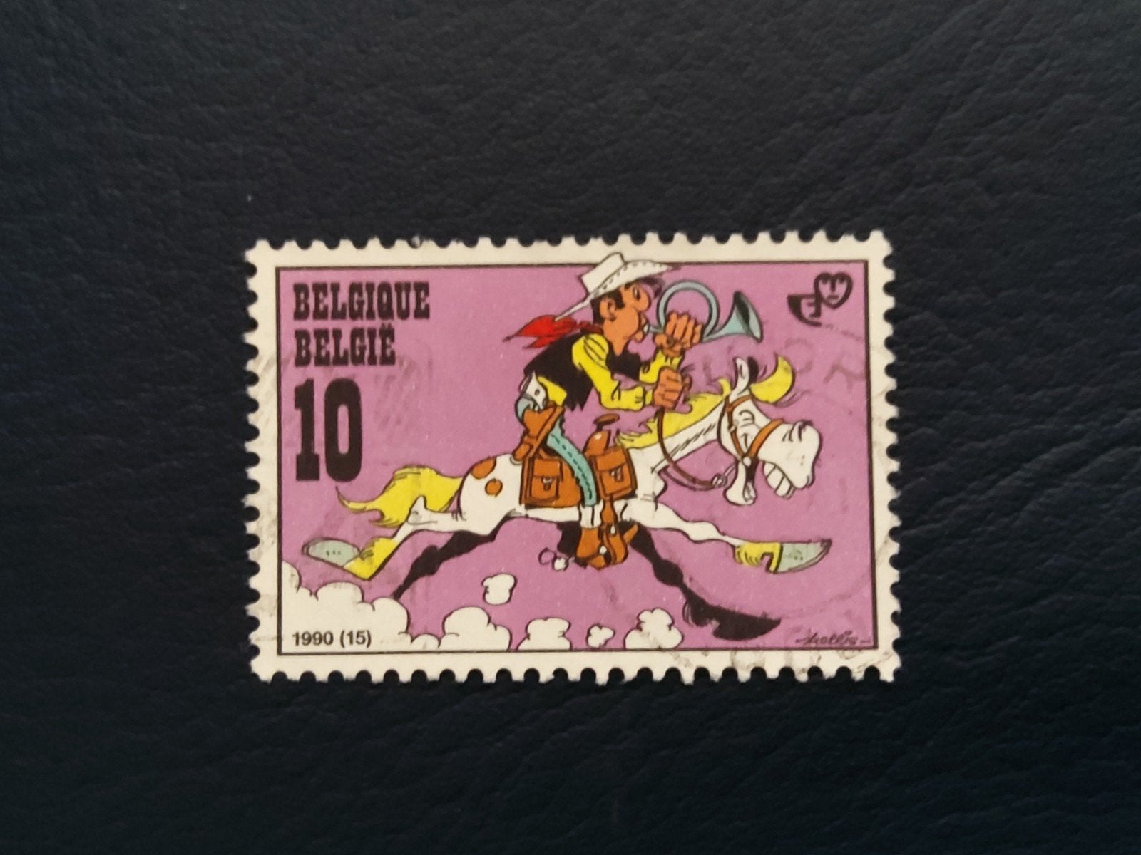 Lucky Luke postzegel België 1990, Met stempel, Frankeerzegel, Ophalen of Verzenden, Gestempeld