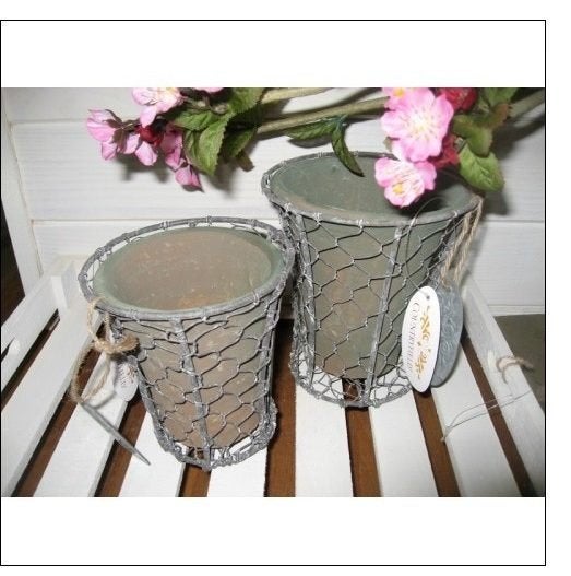 TERRA COTTA POT MET GAAS hoog 14,5 CM 3 stuks Nieuw, Coutryfield, -, -, Rond