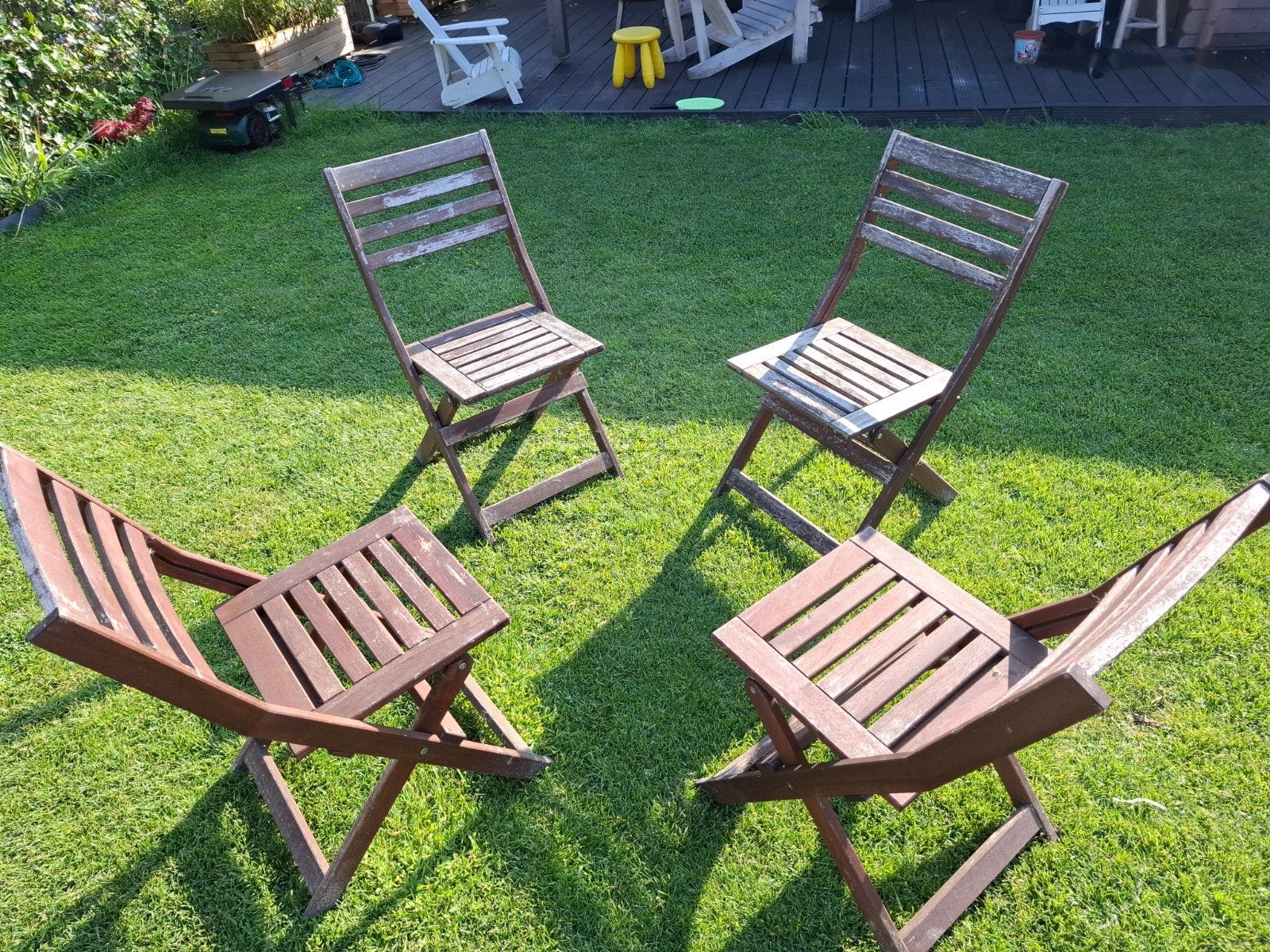 4 IKEA Buiten Klapstoelen met Kussentjes, Tuin en Terras, Ophalen, Gebruikt, Hout, Inklapbaar