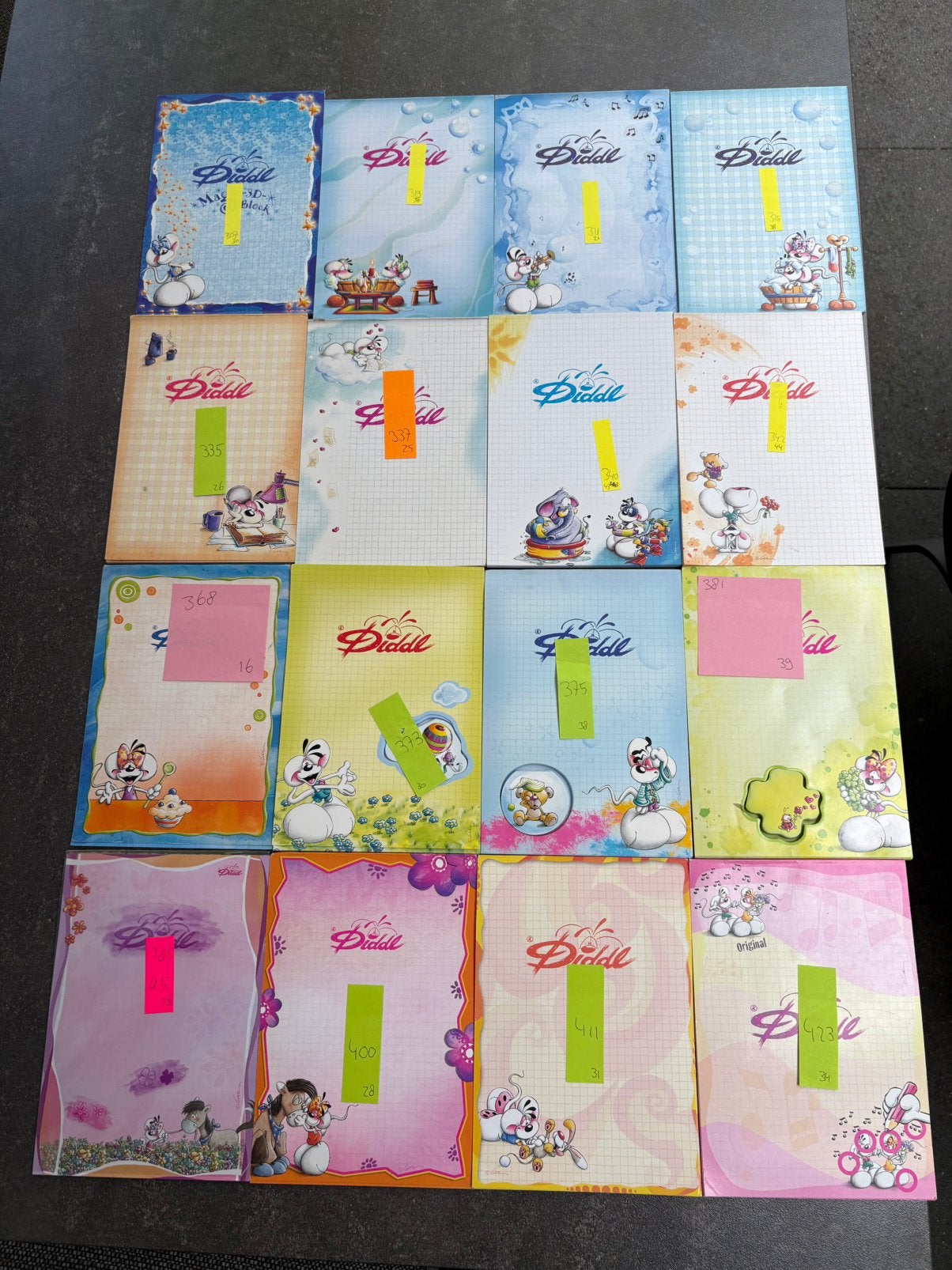 Verzameling A5 Diddl-blokken (16 stuks) totaal 505 blaadjes, Verzamelen, Diddl, Ophalen of Verzenden, Diddl, Gebruikt, Papier, Kaart of Schrift
