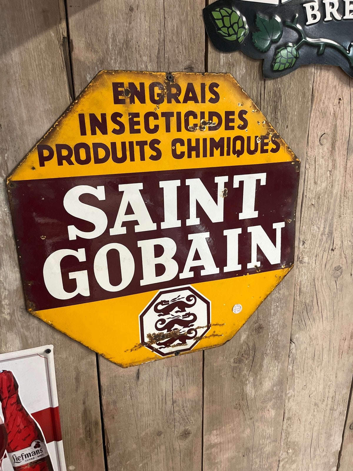 Vintage Emaille Reclamebord Saint Gobain, Ophalen of Verzenden