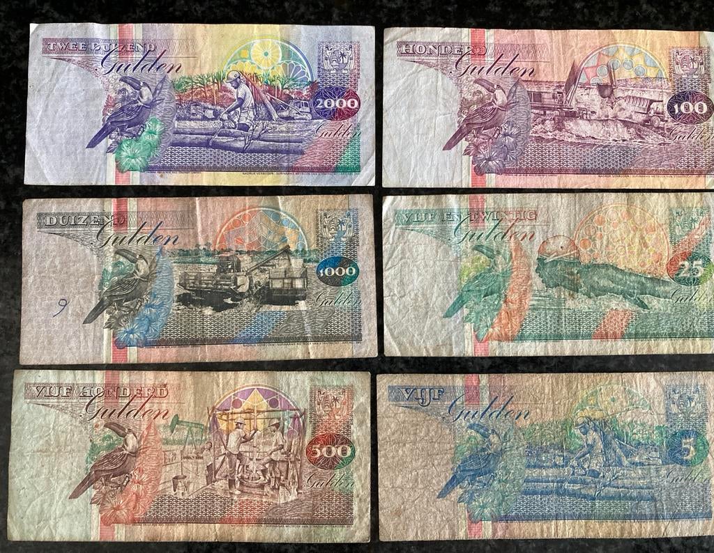Setje van 6 Gulden biljetten uit Suriname, Ophalen of Verzenden, Setje