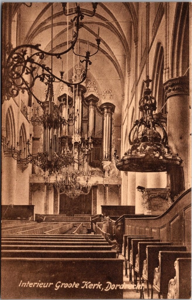 Dordrecht - 12 antieke ansichtkaarten Grote Kerk Interieur, Verzenden, Voor 1920, Ongelopen, Zuid-Holland