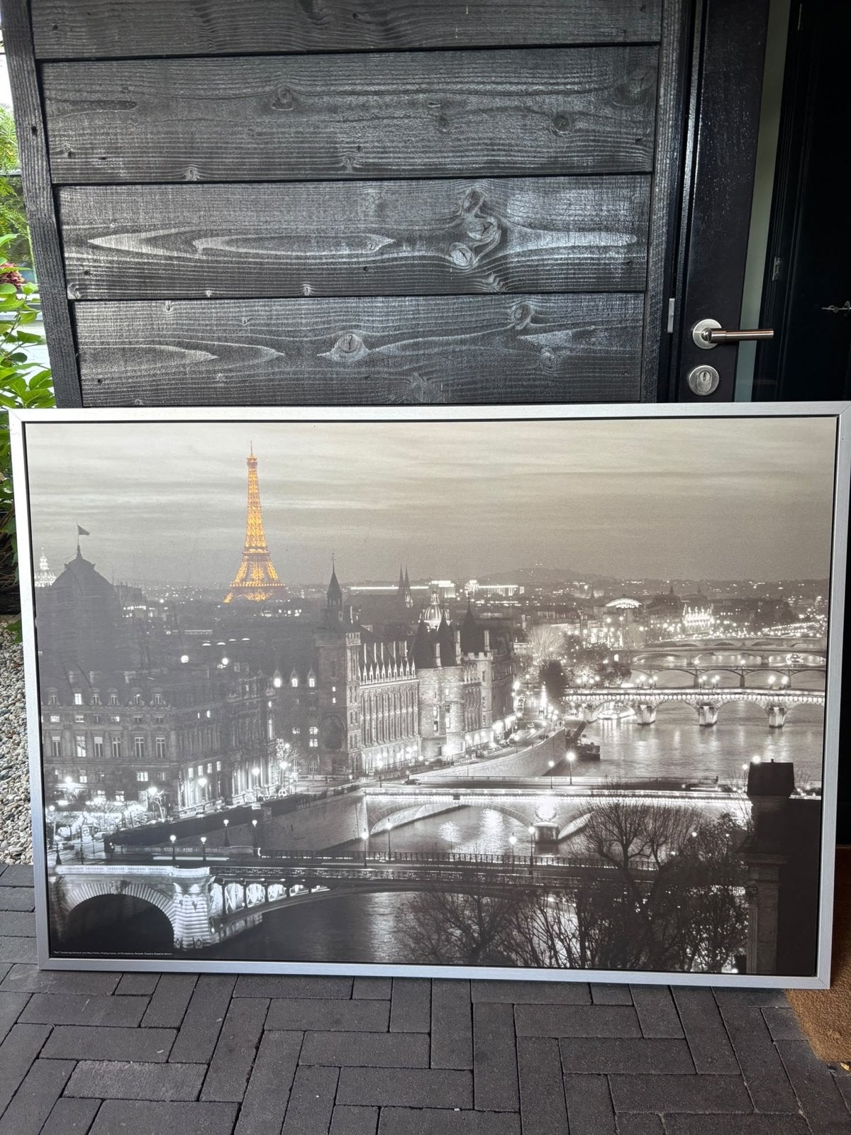 Schilderij Parijs Eiffeltoren zwart-wit met kleuraccent, Huis en Inrichting, Ophalen, Zo goed als nieuw, Schilderij, 100 tot 125 cm