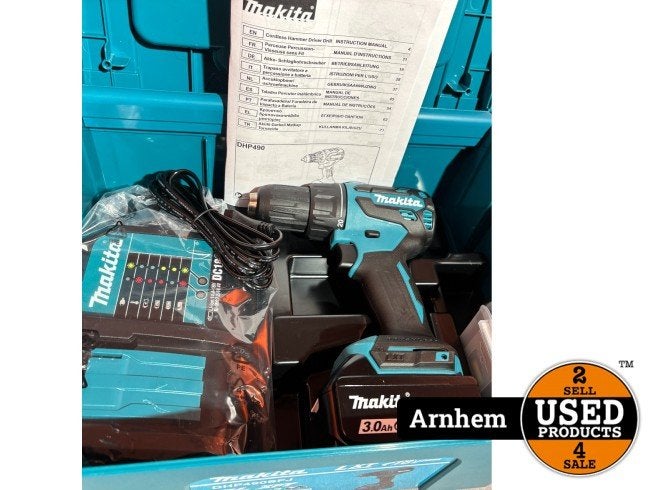 Makita DDF490SFJ + 2x 3Ah Accu, Lader & Mbox, Makita, Nieuw, Support@makita.com, Makita Corporation, 3-11-8, Sumiyoshi-cho, 
Anjo, Aichi 446-8502
Japan