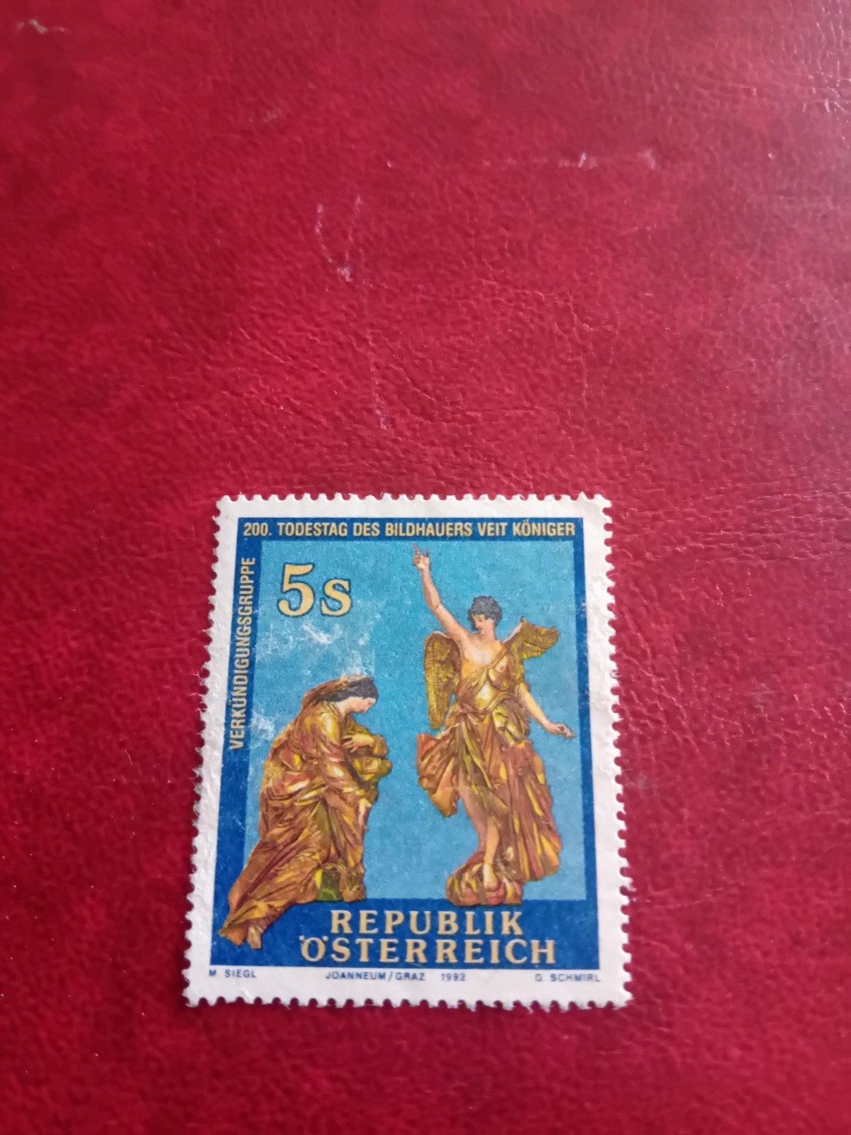 Oostenrijkse postzegel Veit Königer 1992, Verzenden, Gestempeld