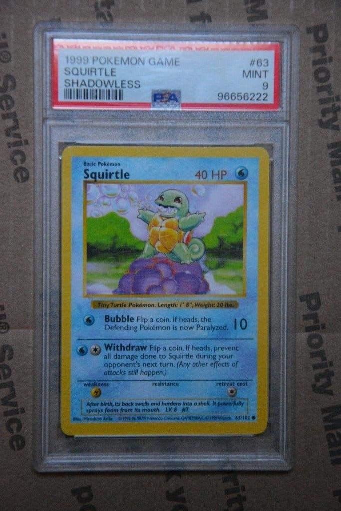 Squirtle Base Set Shadowless PSA 9, Ophalen of Verzenden, Gebruikt, Losse kaart