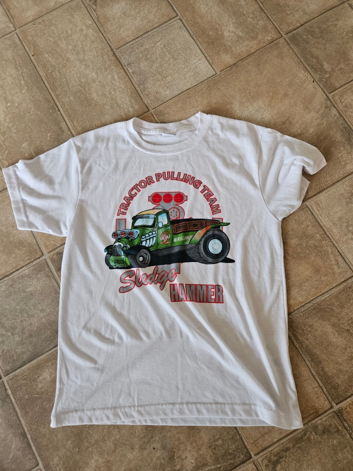 Tractor Pulling Team Sledge Hammer T-shirt M, Kleding | Heren, T-shirts, Zo goed als nieuw, Overige maten, Wit, Ophalen of Verzenden