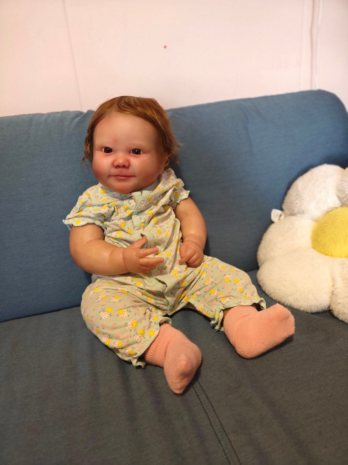 reborn baby June Awake, Samantha Franssen, Verzamelen, Ophalen of Verzenden, Zo goed als nieuw, Babypop, Levensecht of Reborn
