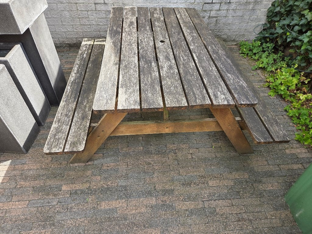 Houten picknicktafel, Ophalen, Gebruikt, Rechthoekig, Hout