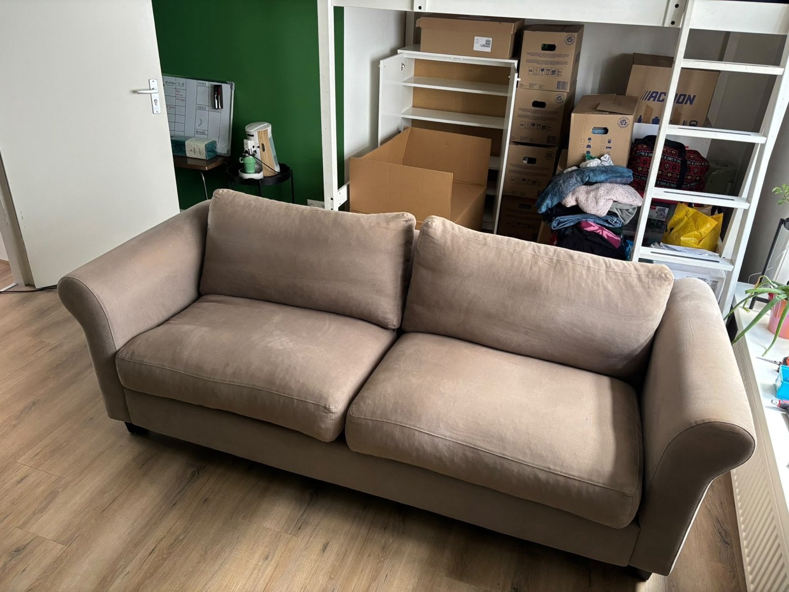 Gratis bank - Comfortabele tweezitter, Gebruikt, 75 tot 100 cm, Rechte bank, Stof