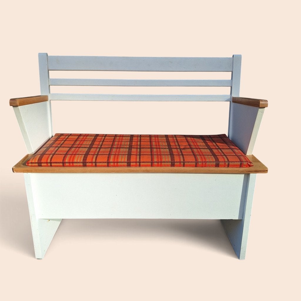 Vintage houten kinderbankje met opbergruimte, Ophalen