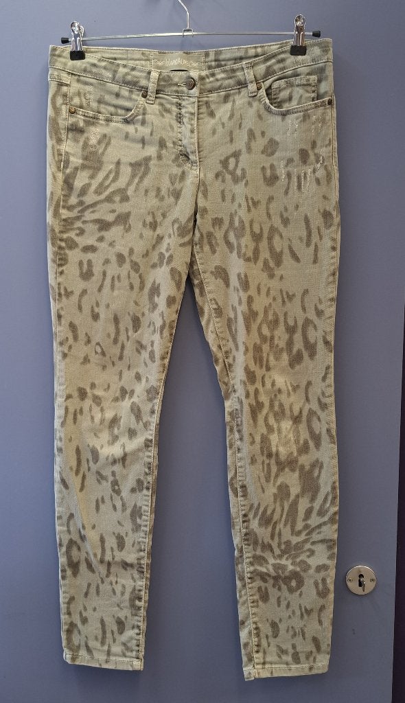Marc Aurel grijze luipaard print broek stretch mt 40 46131, Maat 38/40 (M), Marc Aurel, ., Zo goed als nieuw