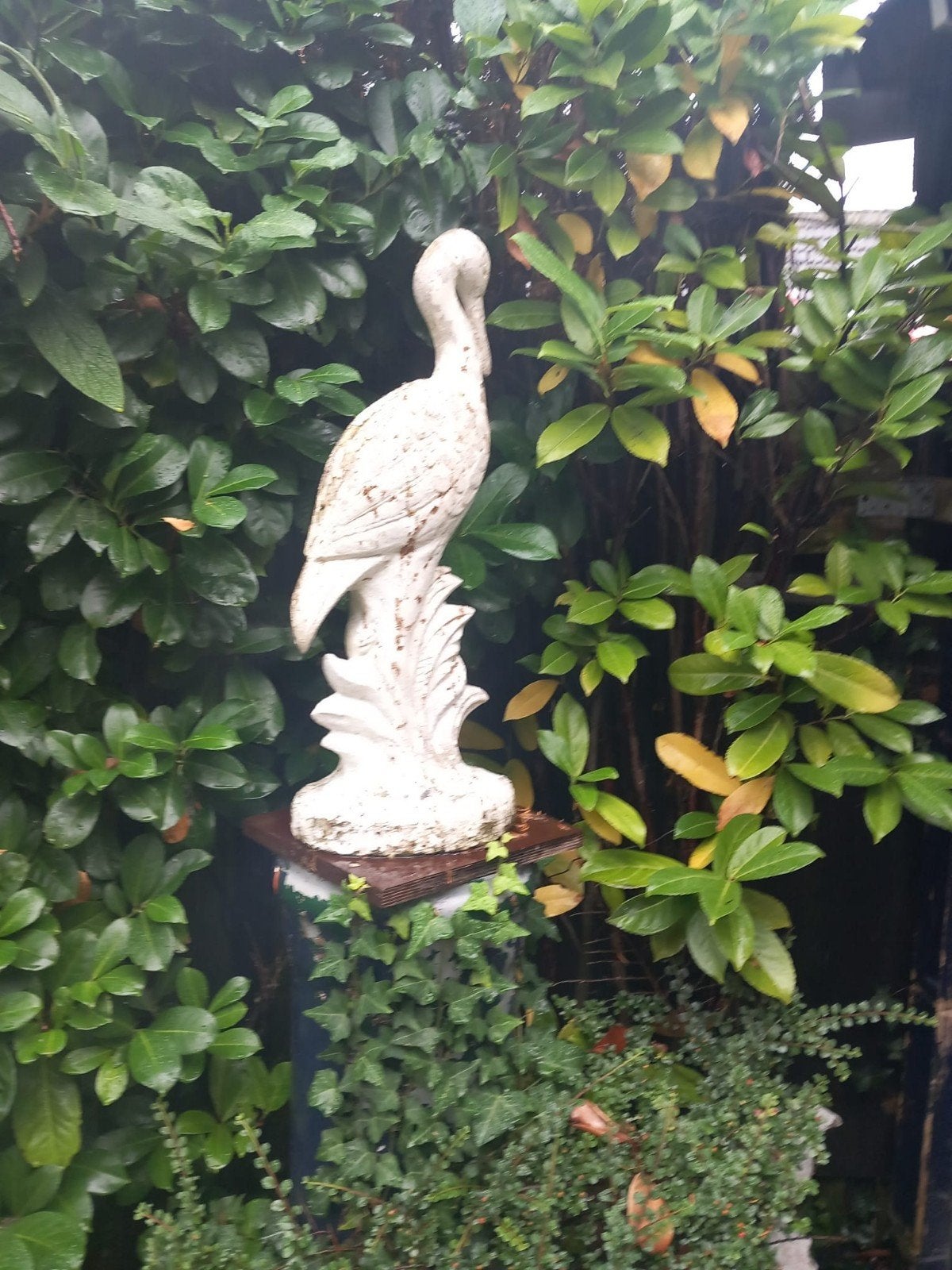 Elegant Tuinbeeld Kraanvogel - Decoratie voor Buiten, Ophalen, Gebruikt, Steen, Dierenbeeld