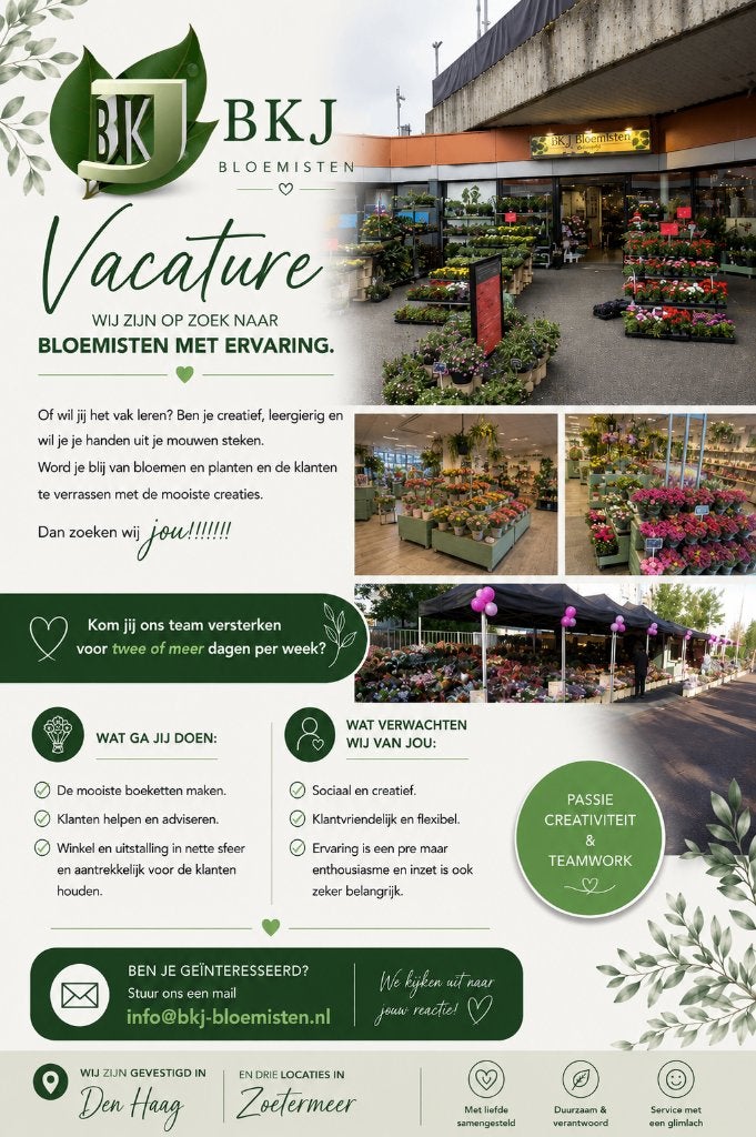 bloemist, Vacatures, Vacatures | Overige Vacatures, Overige niveaus, Vanaf 1 jaar, Overige vormen, Overige uren