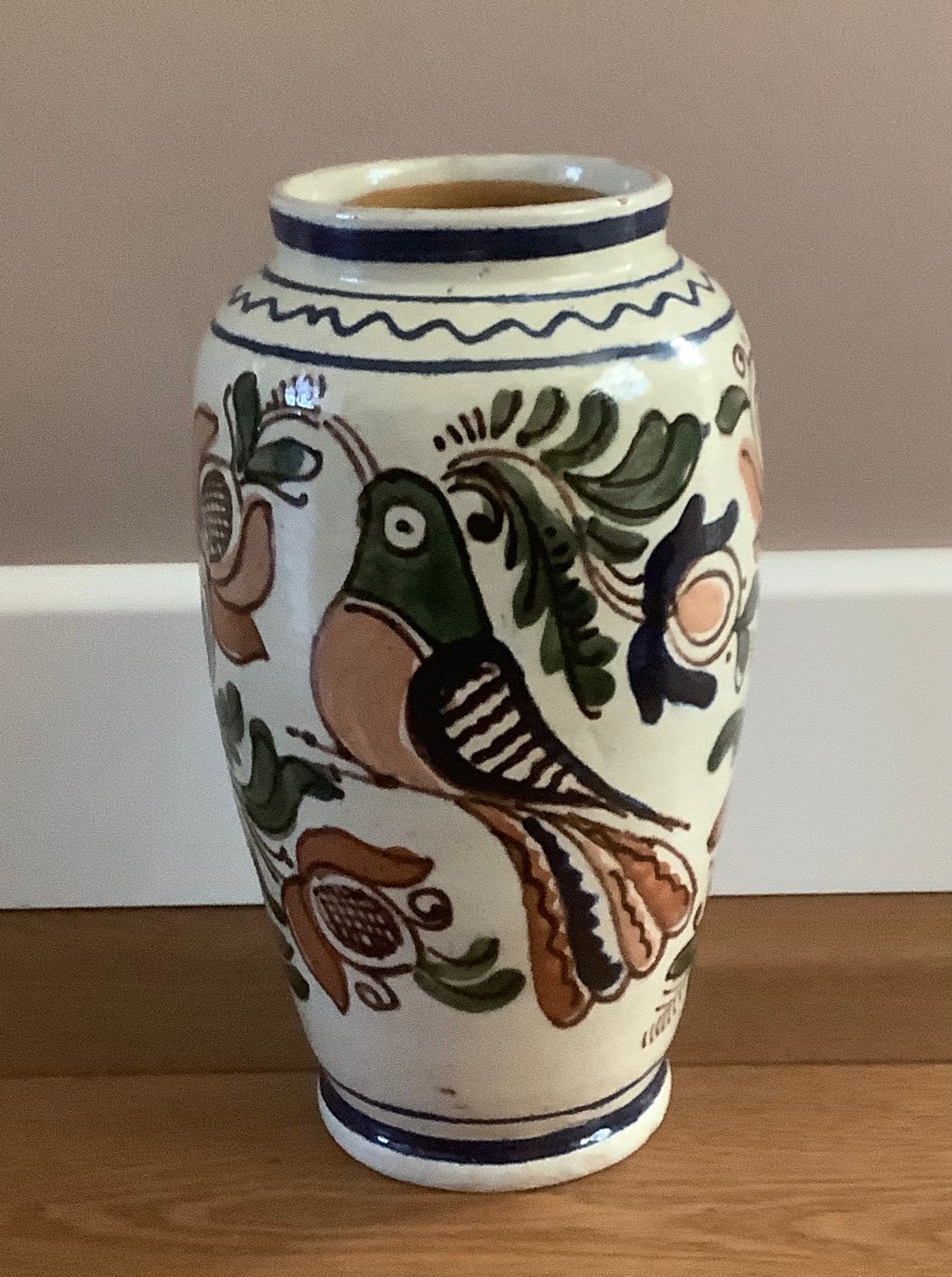 Oude handbeschilderde vaas, Ophalen of Verzenden